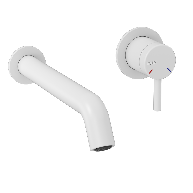 Robinet de lavabo mural Rubi Vertigo avec rosace-mat white