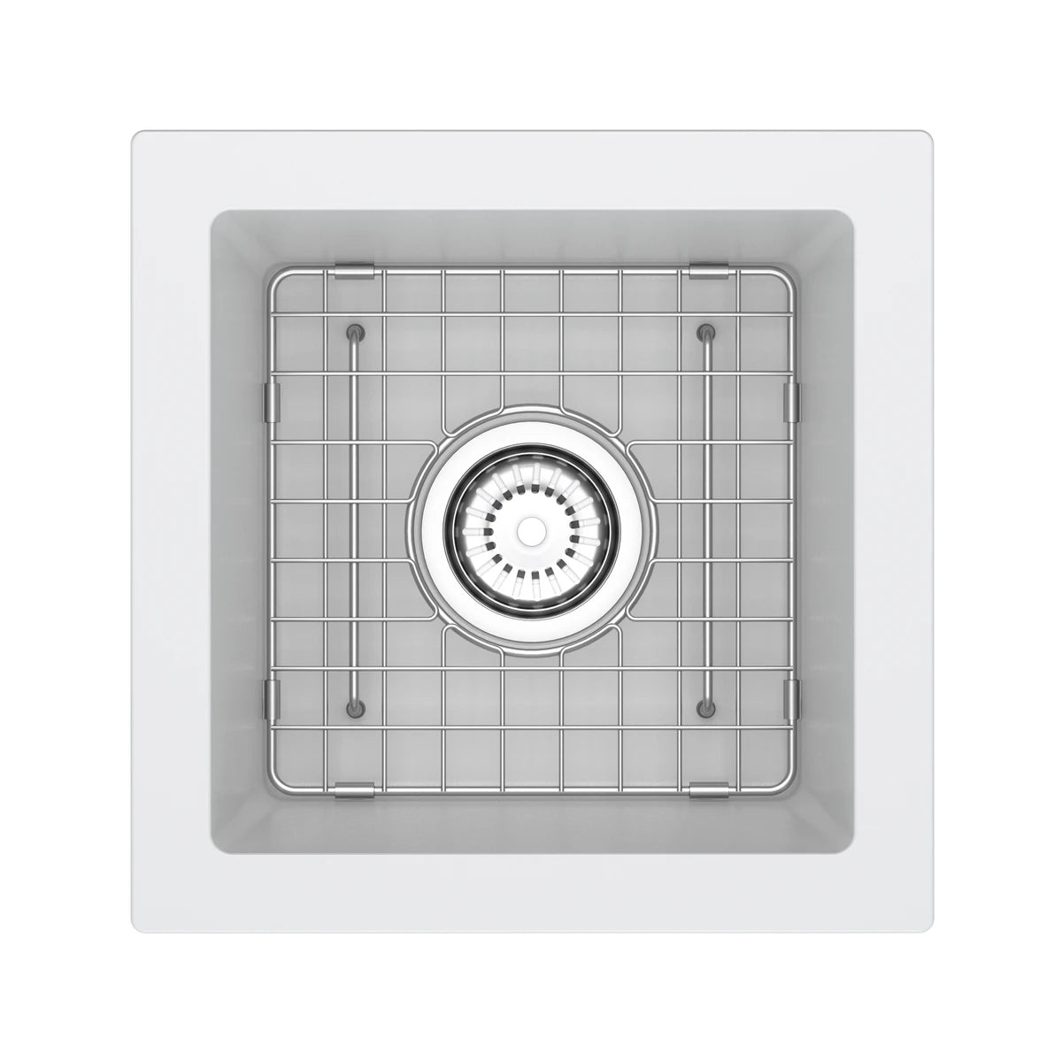 Évier de bar/préparation simple en quartz 15" FonsaMC - FAUM1515-blanc