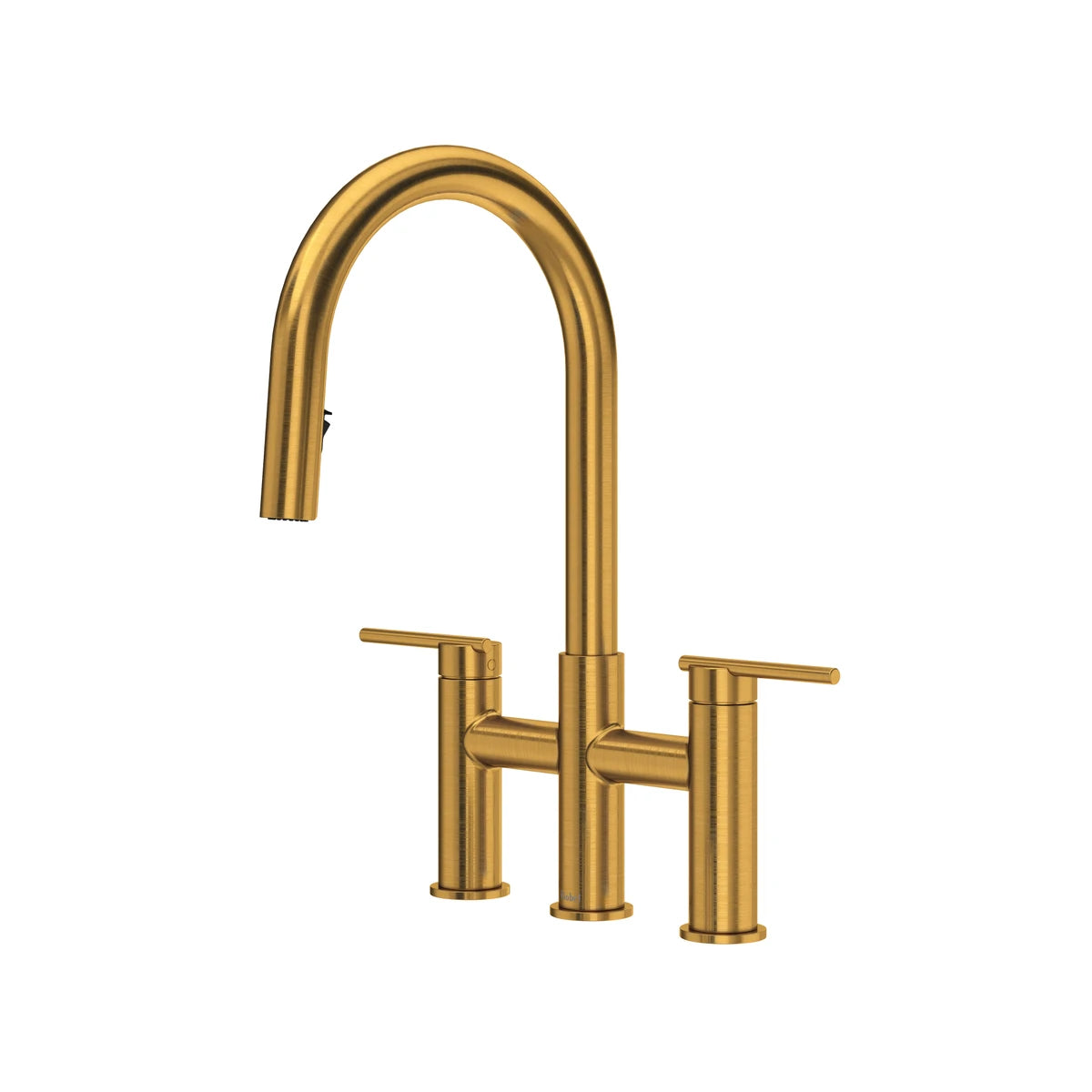 Bridge retractable kitchen faucet with hand spray and C-shaped LateralMC spout