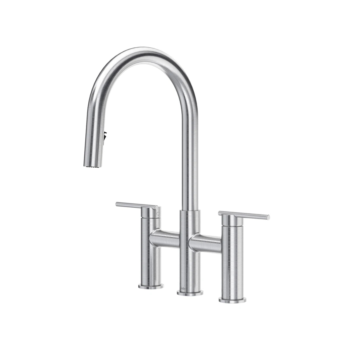 Bridge retractable kitchen faucet with hand spray and C-shaped LateralMC spout