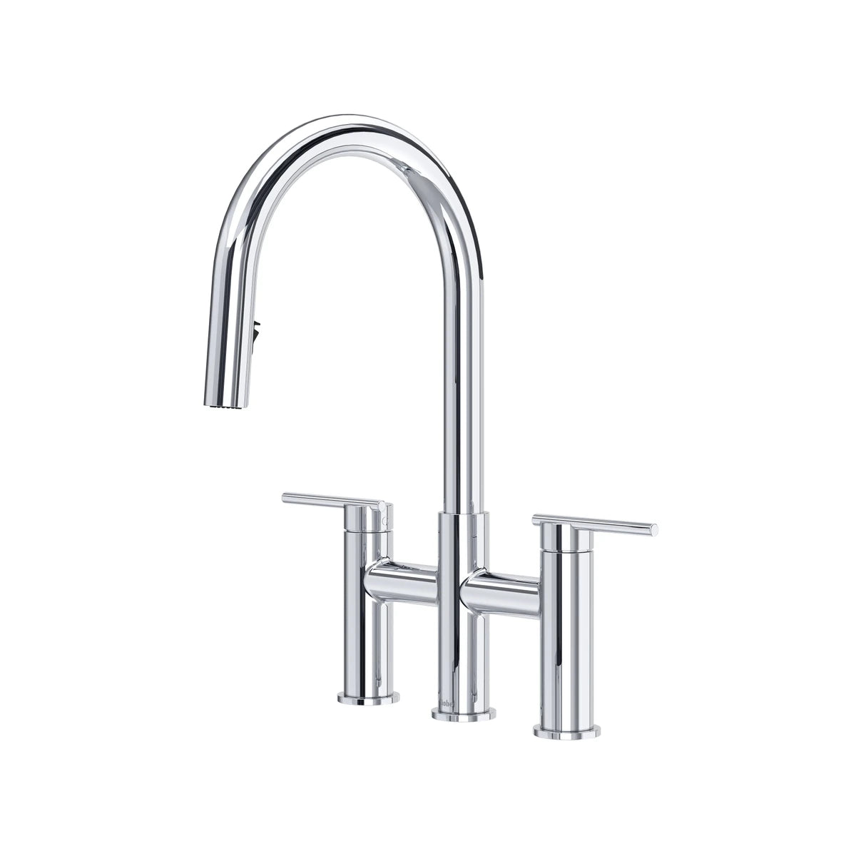 Bridge retractable kitchen faucet with hand spray and C-shaped LateralMC spout