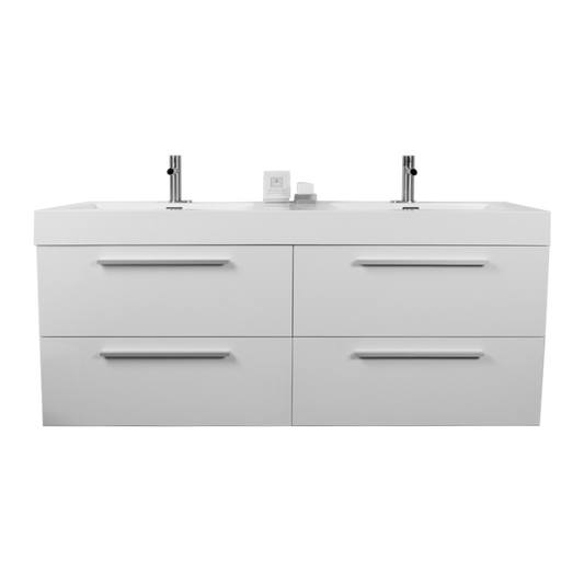 Ensemble lavabo double et vanité Blanc Laqué - RUBI