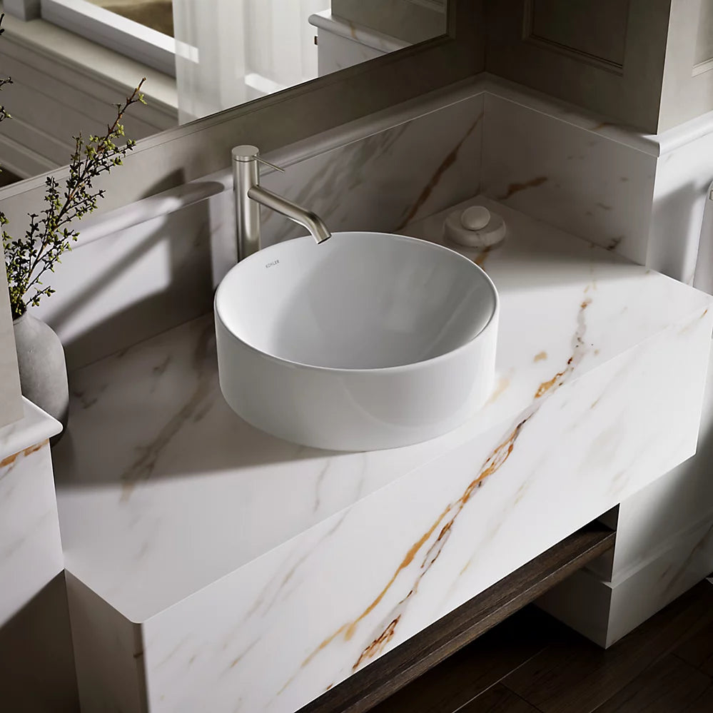 Lavabo de salle de bain VOX en surface rond, 16 1/2 po