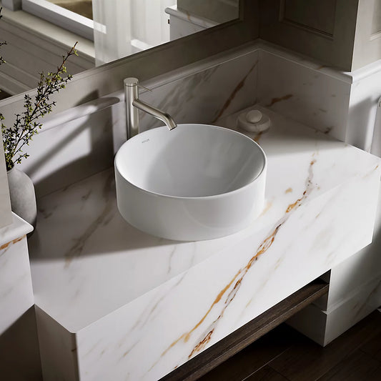 Lavabo de salle de bain VOX en surface rond, 16 1/2 po