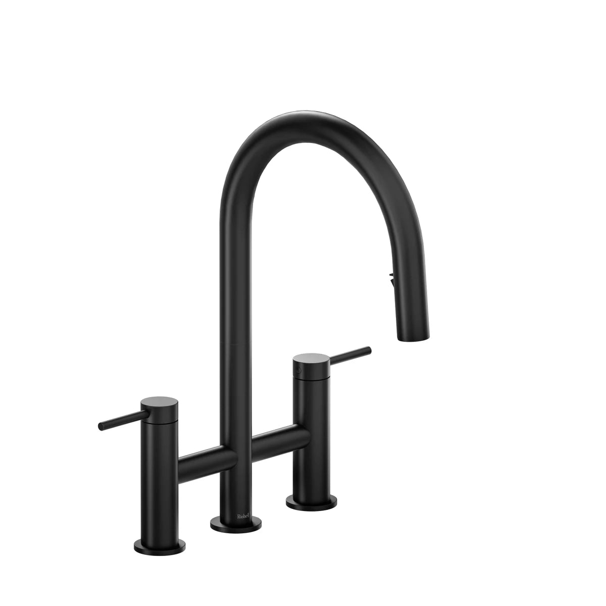 Robinet de cuisine avec douchette rétractable Bridge et bec en C AzureMC - AZ400-noir