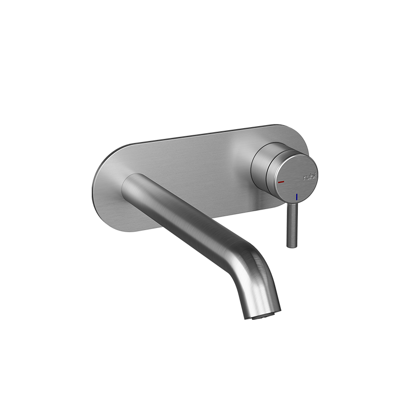 Robinet de lavabo mural Rubi Vertigo-brushed inox