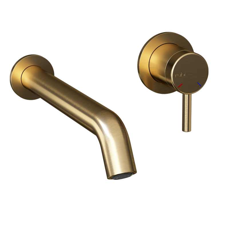 Robinet de lavabo mural Rubi Vertigo avec rosace-gold