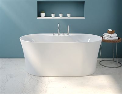 Opus Alto white bathtub, white drain cover