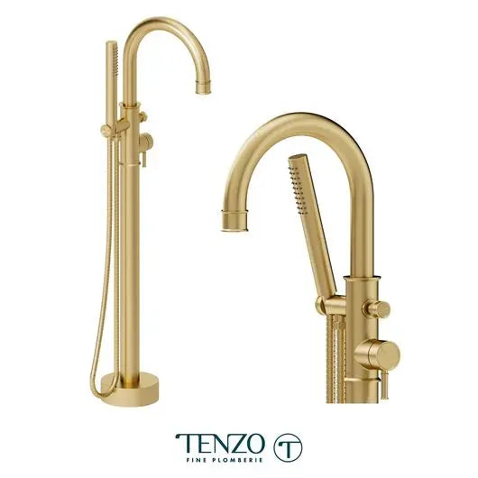 Alyss Brushed Gold Freestanding Bathtub Faucet