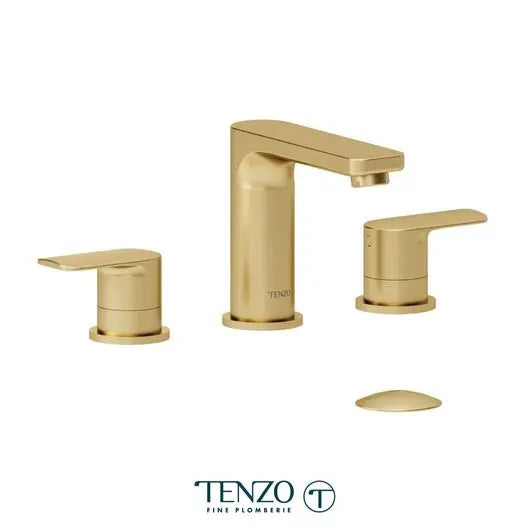 Delano 8-in. Brushed Gold Widespread Lavatory Faucet with Drain (overflow)