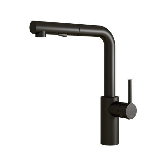 NOTO KITCHEN FAUCET WITH PULL-OUT SPRAY, 2 JETS, MATTE BLACK
