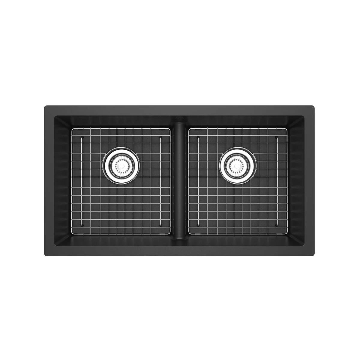 Évier de cuisine double sous comptoir en quartz de 33" FonsaMC - FAUM3318LD- noir